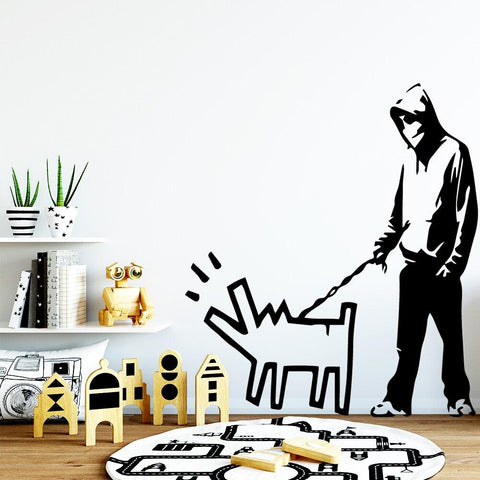 Boy and Dog Vinyl Wall Sticker - HypePortrait 